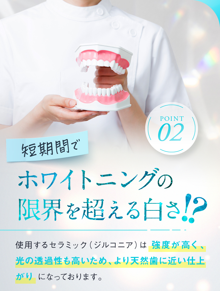 Point02 短期間でホワイトニングの限界を超える白さ!?